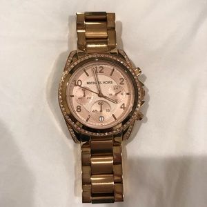 Michael Kors rose gold watch with crystals
